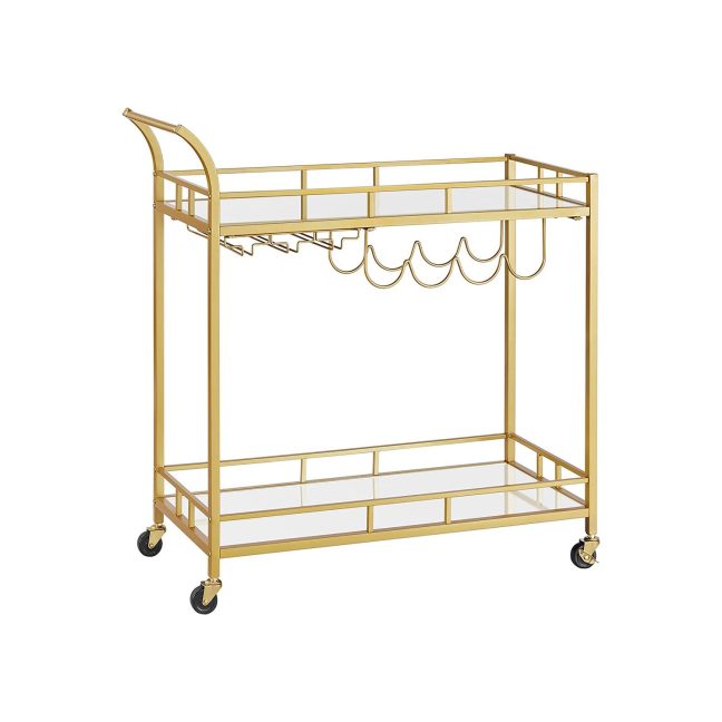 Serveerimislaud ratastel 80x38x78 cm kuldne