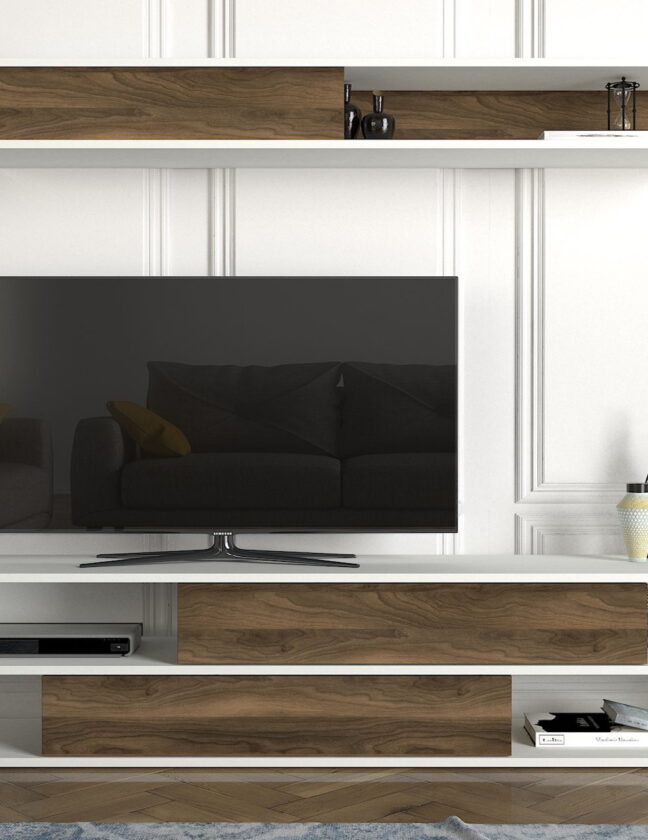 TV alus ja seinariiul 176 x 40 x 32 cm valge