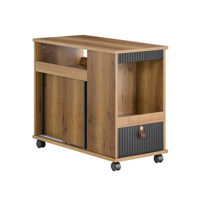 Serveerimislaud ratastel 35 x 65 x 71 pruun